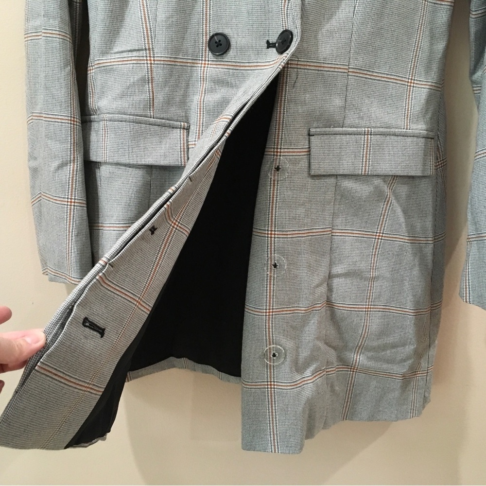 Abercrombie&fitch Women’s SP Blazer Dress Plaid Gray Preppy Classic Old Money - Picture 7 of 11
